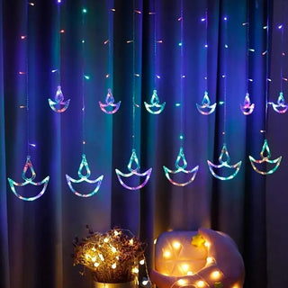 Adbeni Imported LED Diya Curtain Lights | Versatile Decoration for Diwali, Mandir & Home (Item Code: 404)