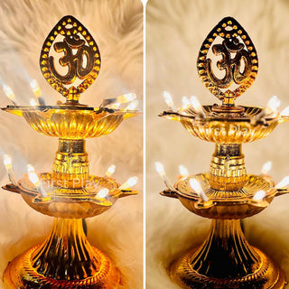 Adbeni Imported Premium Layers Electric Gold LED Bulb Lights Diya | Deepak for Pooja & Diwali Decoration (Item Code: 502)