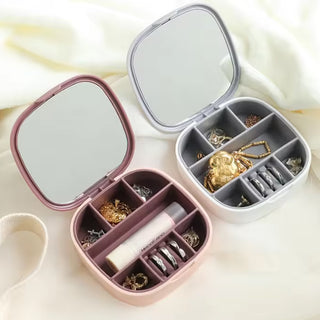 Adbeni Imported Jewelry Organizer Box, Portable Small Storage Case with Mirror Random Color (Item Code: 429)