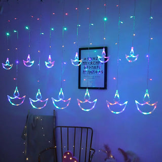 Adbeni Imported LED Diya Curtain Lights | Versatile Decoration for Diwali, Mandir & Home (Item Code: 404)