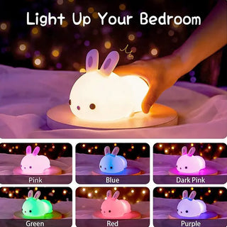 Adbeni Imported RGB Remote Control Rabbit LED Night Light | Dimming Touch Sensor Silicone Bunny Lamp for Kids Home Decor & Festivals (Item Code: 481)