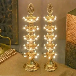 Adbeni Imported Premium Layers Electric Gold LED Bulb Lights Diya | Deepak for Pooja & Diwali Decoration (Item Code: 502)