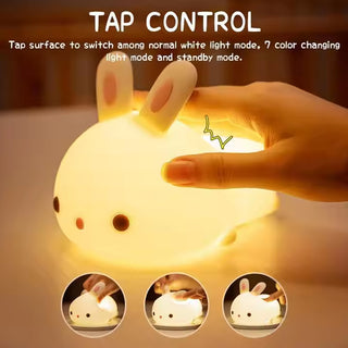 Adbeni Imported RGB Remote Control Rabbit LED Night Light | Dimming Touch Sensor Silicone Bunny Lamp for Kids Home Decor & Festivals (Item Code: 481)