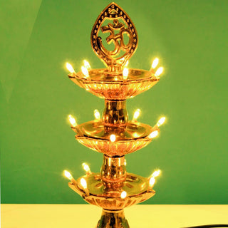 Adbeni Imported Premium Layers Electric Gold LED Bulb Lights Diya | Deepak for Pooja & Diwali Decoration (Item Code: 502)