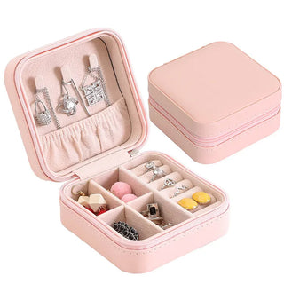 Imported Leather Mini Jewelry Box, Portable Case for Rings Earrings Necklace Storage Organizer Random Color (Item Code: 426)